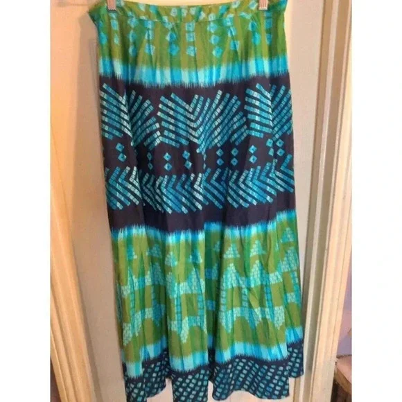Mirasol Skirt Maxi Blue Green Rhinestones Sz M Waist 30 Length 37 - Picture 4 of 8